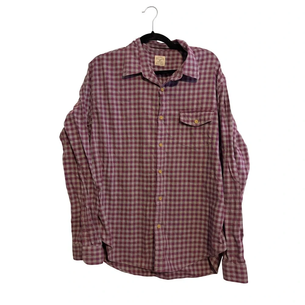 J. Crew Mens Workshirt Plaid Button Down Long Sleeve Cotton XLarge